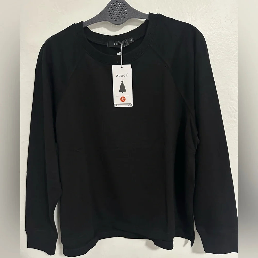 Zesica Women's Black Crew Neck Sweater